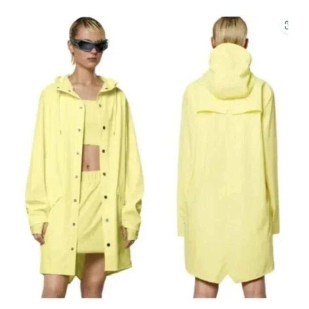NEW RAINS Brand Long Jacket Straw Yellow Color Size X-Large Unisex